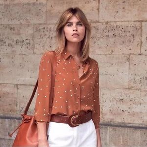 Sezane Silk Shirt - Chemise Pierro sz 36/4 - Ochre